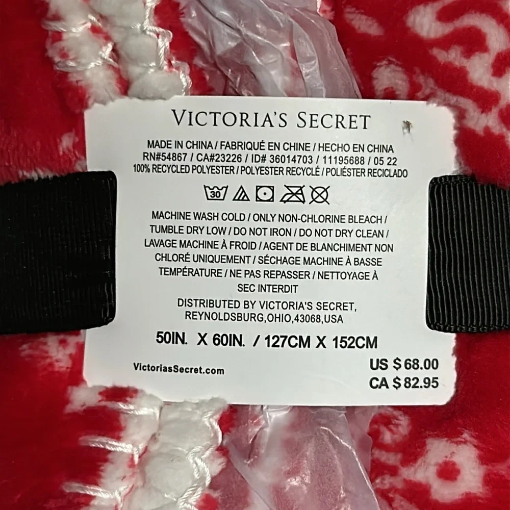 Victoria's Secret Festive Red Throw Blanket